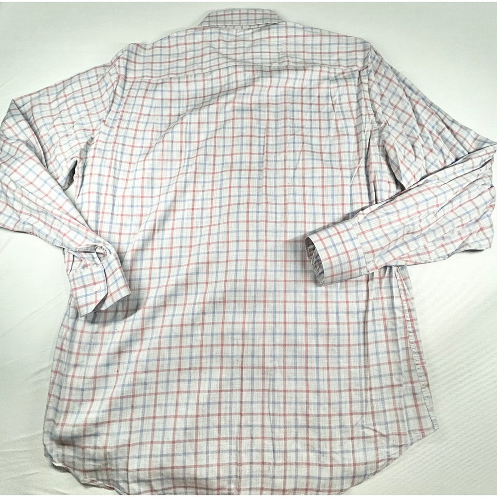 Peter Millar Mens Large Summer Soft Twill Plaid Button Down Shirt Blue - Picture 2 of 5